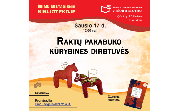 Šeimų šeštadienis bibliotekoje: raktų pakabuko kūrybinės dirbtuvės ir garsiniai skaitymai