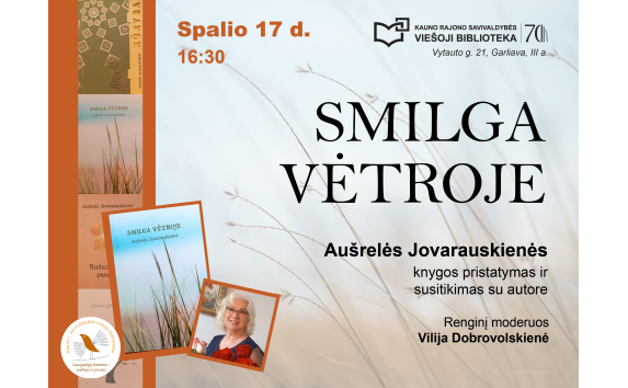 Poetės Aušrelės Jovarauskienės knygos pristatymas ir muzikinė programa