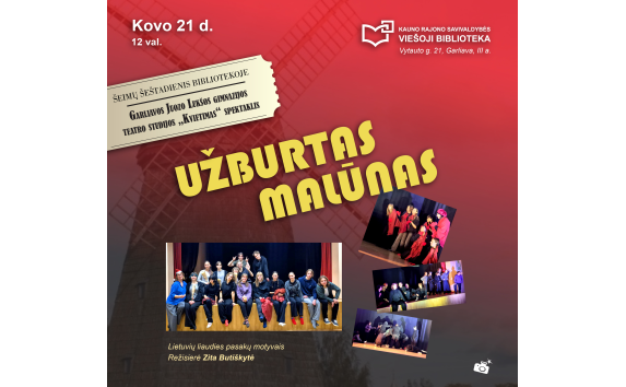 Šeimų šeštadienis bibliotekoje: spektaklis „Užburtas malūnas“